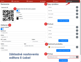 Základné nastavenia v editore štítkov E Základné nastavenia v editore štítkov E