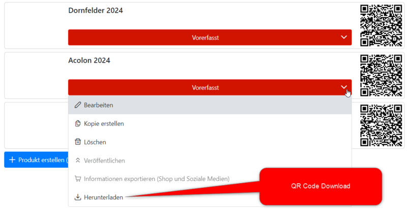 Neue Funktion: Produkte vorerfassen - QR Code in Sekunden generieren,  und QR-Code direkt herunterladen