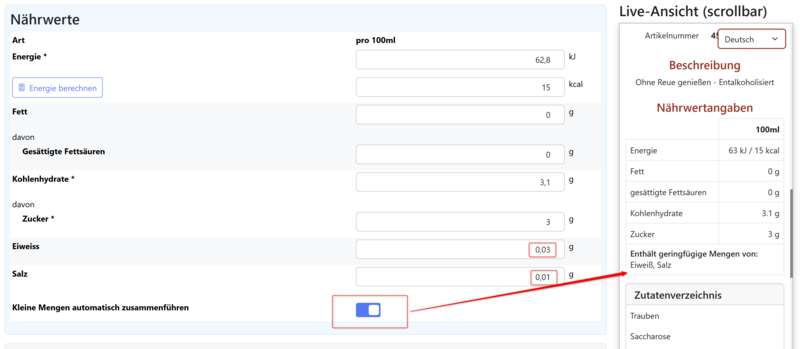 Merging small quantities