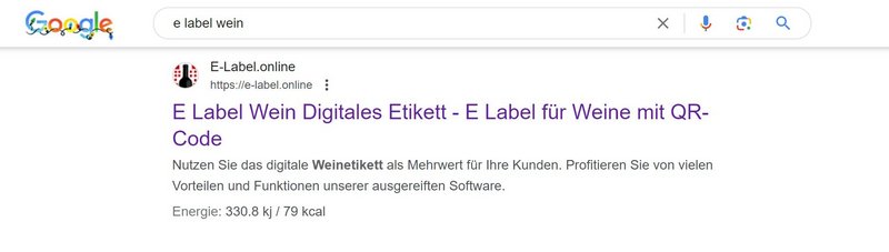 e label weine - Platz 1 bei Google Suche erreicht