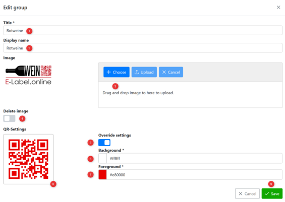 Create/edit product group