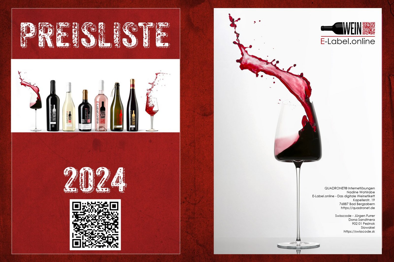 Wine price list with only one QR code for all wine - collective QR code, or one scan group