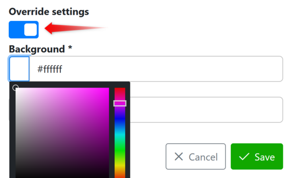 Individual colour for the QR code per product group. The colour can also be overridden individually per product