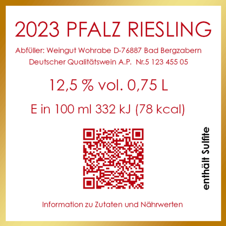 Minimum EU requirement for a wine label E label. 