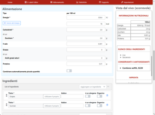 E Modificare o creare l'etichetta. I campi obbligatori devono essere compilati. I valori possono essere modificati in qualsiasi momento. E Modificare o creare l'etichetta. I campi obbligatori devono essere compilati. I valori possono essere modificati in qualsiasi momento.
