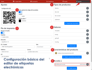 Ajustes básicos en el Editor de etiquetas E Ajustes básicos en el Editor de etiquetas E