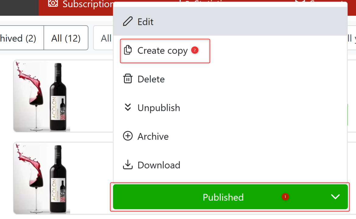 Create a copy of a digital wine label