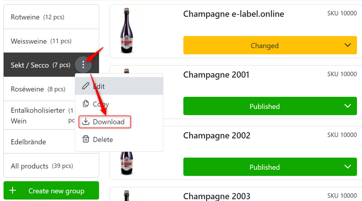  NEW: Download of QR codes per product group - Simply fast and uncomplicated